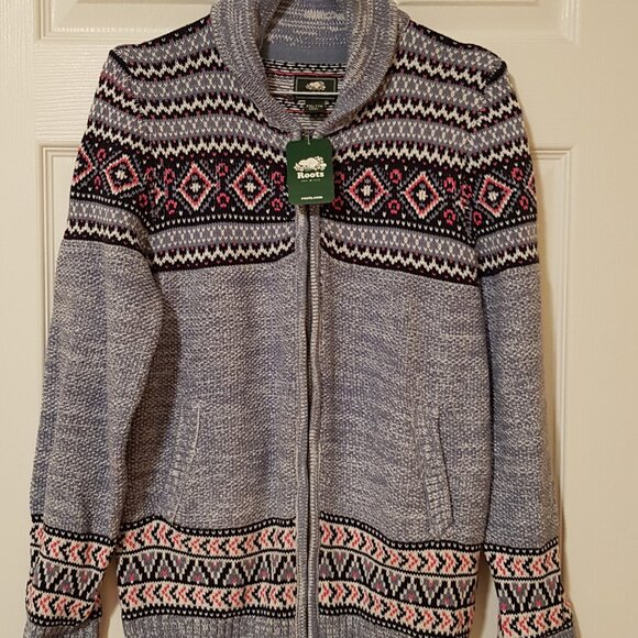 NWT Roots Girl's Zippered Sweater ~ Fair Isle ~ Size 13/14 years (XXL) ~ - Picture 2 of 5
